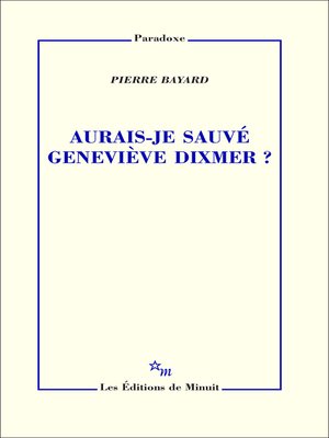 cover image of Aurais-je sauvé Geneviève Dixmer ?